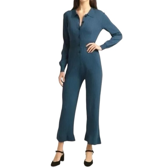 J. Crew - NWT Ribbed Long Sleeve Sweater Comfy Preppy Jumpsuit Sz S - Picture 1 of 8